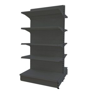 Black double-sided gondola shelf