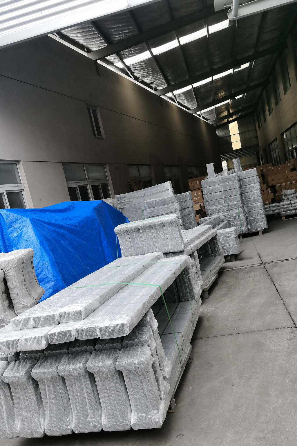 Retail shelving shipment preparation at a China manufacturing facility